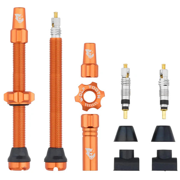 JUEGO DE VALVULAS TUBELESS WOLFTOOTH 60MM (Naranja)