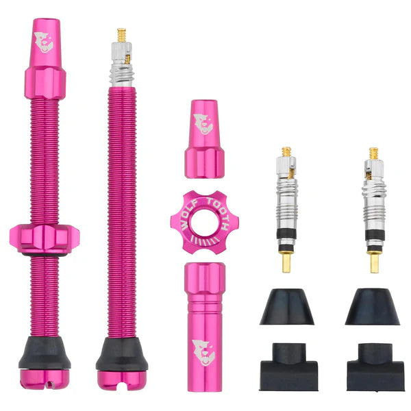 JUEGO DE VALVULAS TUBELESS WOLFTOOTH 60MM (Rosa)