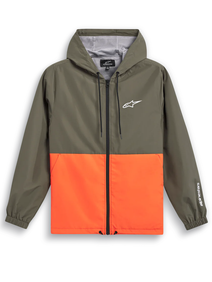 Chamarra Rompevientos Speeder Verde Militar / Naranja - M