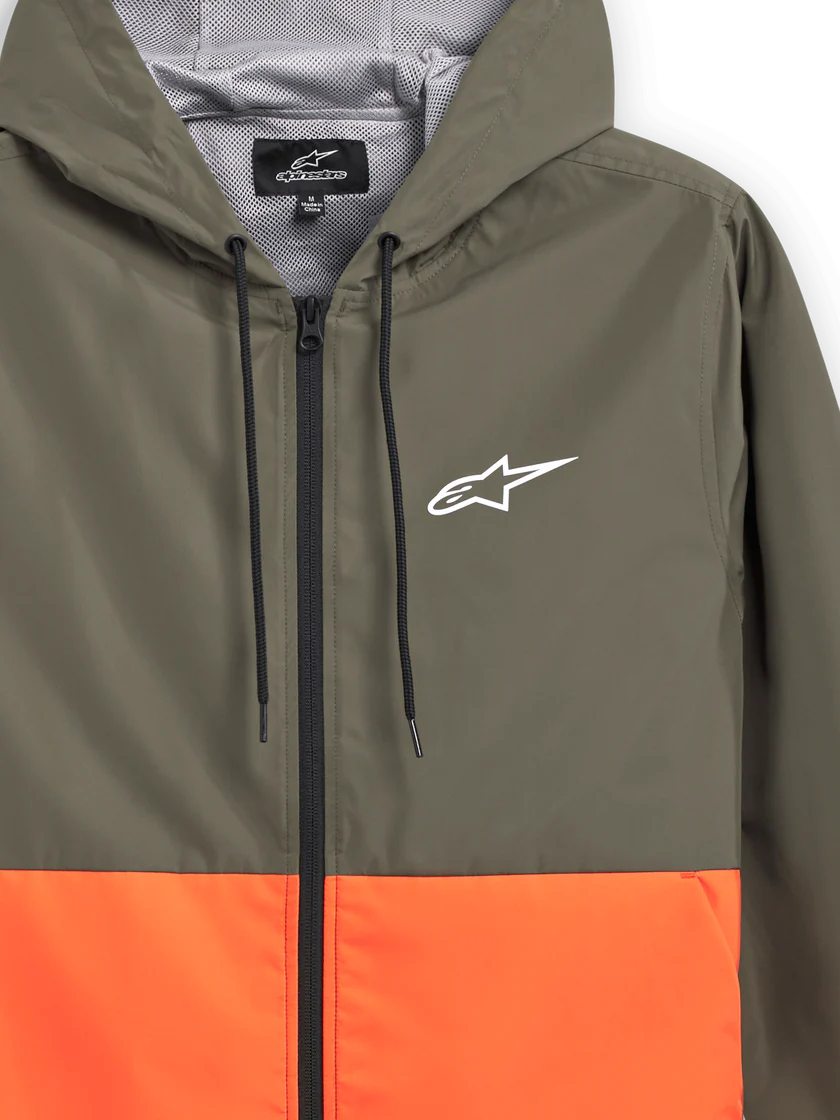 Chamarra Rompevientos Speeder Verde Militar / Naranja - M