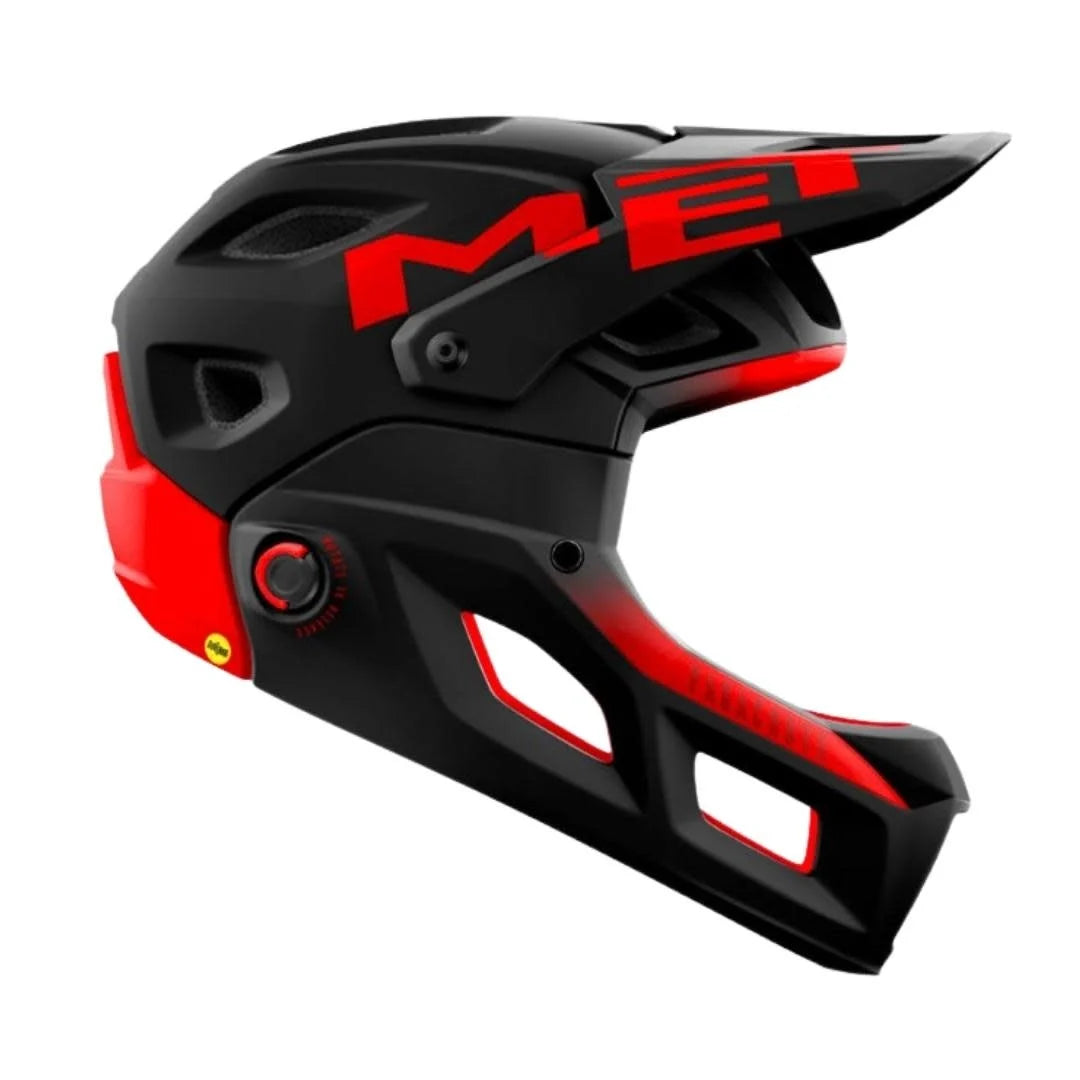 CASCO MET PARACHITE MCR MIPS CHICO NEGRO ROJO TALLA S
